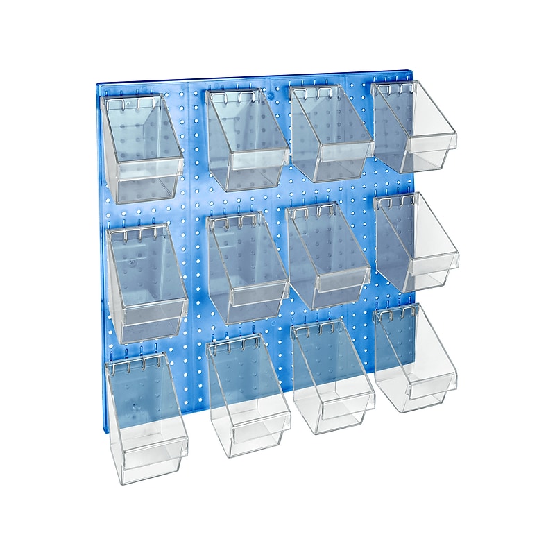 Azar 24" x 24" Pegboard 12 Mini Bucket Accessory Organizer Kit, Blue, Each (700685-BLU) image 1
