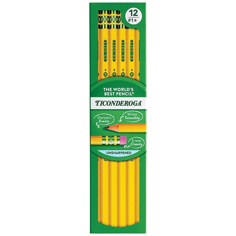 Ticonderoga Wooden Pencil, #1 Very Soft Lead, Dozen (13881) image 1