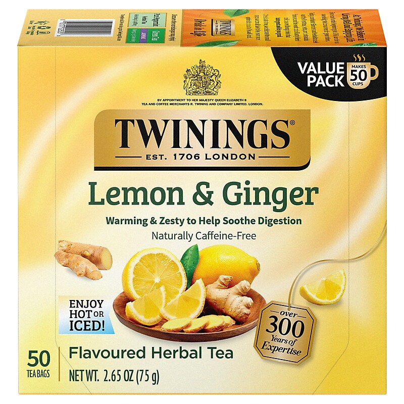 Twinings Lemon and Ginger Herbal Tea Bags, 50/Box (F14990) image 1