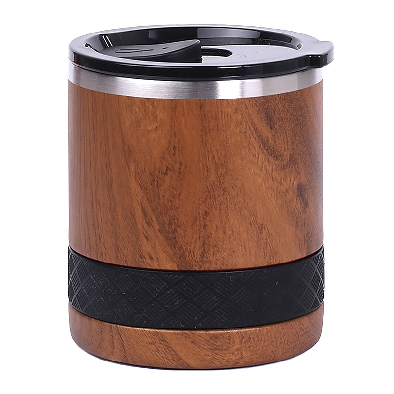 Elemental Recess Series Stainless Steel Triple Wall Insulated Lowball Rocks Tumbler, 10 oz., Teakwood (ER10WD3) image 1