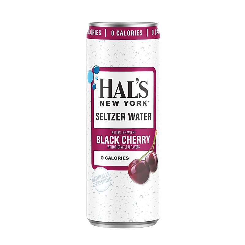 Hal's New York Black Cherry Sparkling Seltzer Water, 12 oz., 24 Cans/Carton (695502) image 1