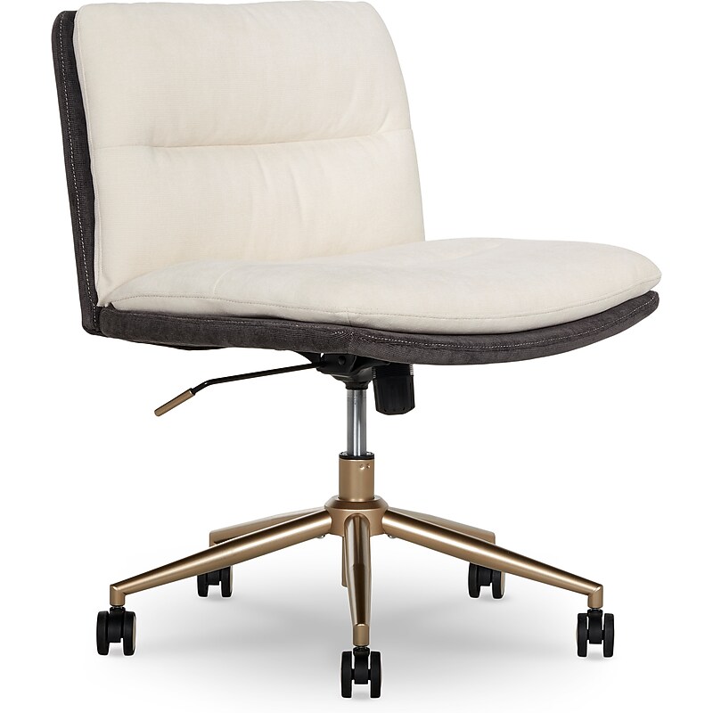 Elle Decor Ariana Armless Ergonomic Fabric Swivel Computer and Desk Chair, Cream (60121-CRM) image 1