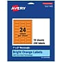 Avery Laser/Inkjet Multipurpose Rectangle Labels, 1" x 2", Bright Orange, 240/Pack (94220)~#|#~A7226573-97A2-46E7-9DD595EAD86C3630_sc7