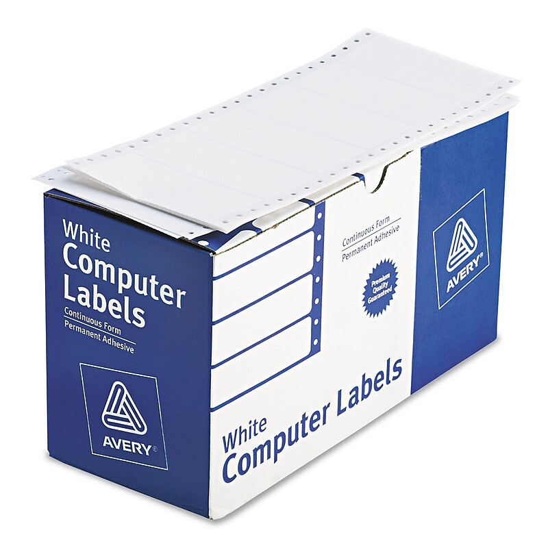Avery Computer Labels, Dot Matrix Labels and Pin-Feed Labels, 1-15/16" x 4", White, 5,000 Labels/Pack (4022) image 1
