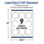 Avery Round Laser Multipurpose Labels, 2.5" Dia., White, 450/Box (19479399410)~#|#~A72C8418-497D-468D-987A9D09EAFB763C_sc7