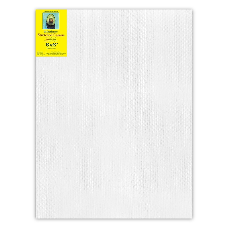 Strathmore 300 Series Primed White Stretched Canvas, 40" x 30", (STT31430) image 1