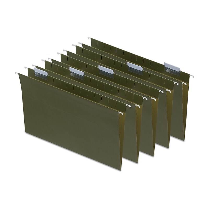 Staples 95% Recycled Hanging File Folder, 1/5-Cut Tab, Legal Size, Standard Green, 50/Box (ST490853/490853) image 1