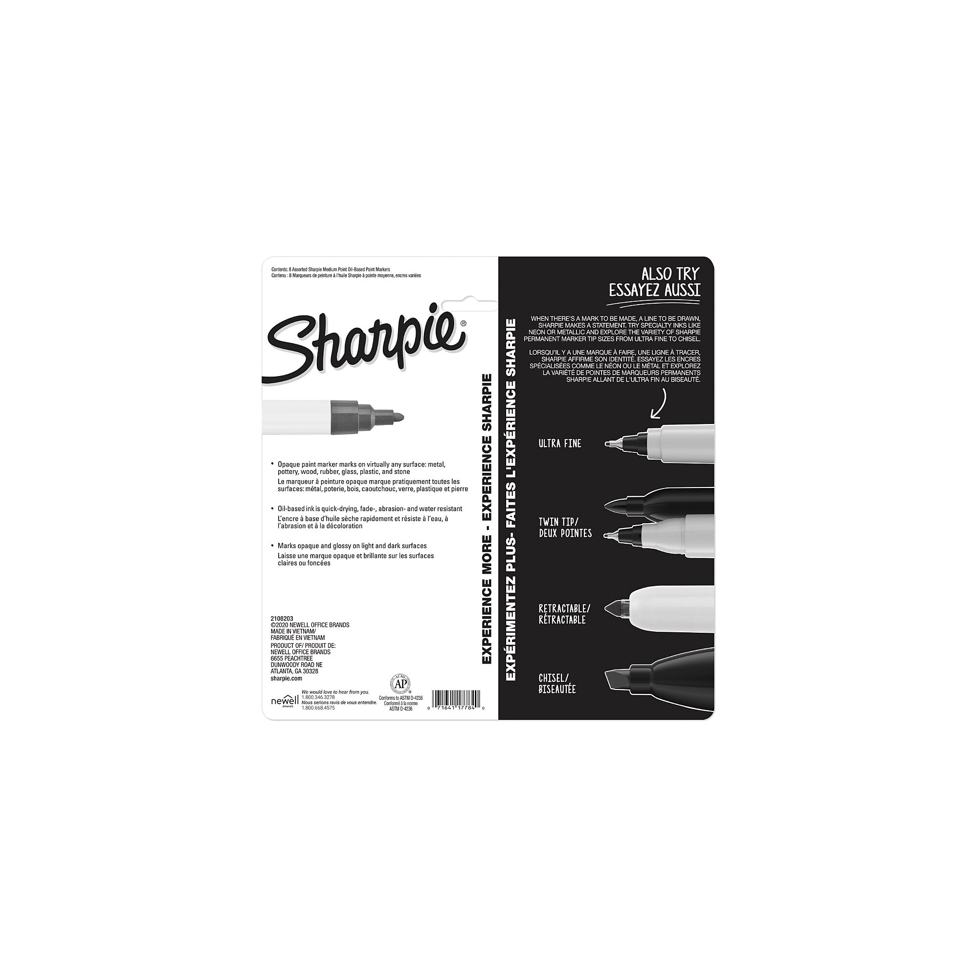 Sharpie Oil-Based Paint Markers, Medium Point, Assorted Colors, 8/Pack (2107454) Sansujyuku sansujyuku.com