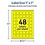 Avery Laser/Inkjet Multipurpose Square Labels, 1" x 1", Neon Yellow, 1920/Pack (94103)~#|#~A739C8F7-9B8A-4BF3-AC149370563E6AD8_sc7