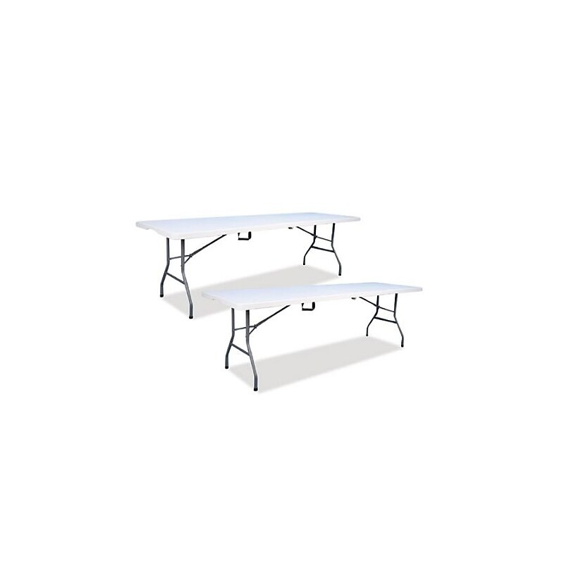 Iceberg Bifold Resin Folding Table, Rectangular, 94.5" x 29.9" x 30", White Granite Top, 2/Pack (ICE61273) image 1