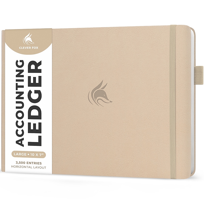 Clever Fox Accounting Ledger Book, 10" x 7", Beige (X003ZX41FZ) image 1