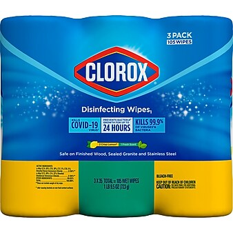 Clorox Disinfecting Wipes Value Pack, Fresh Scent and Crisp Lemon Scent, 35 Wipes/Canister, 3/Pack (CLO 30112)