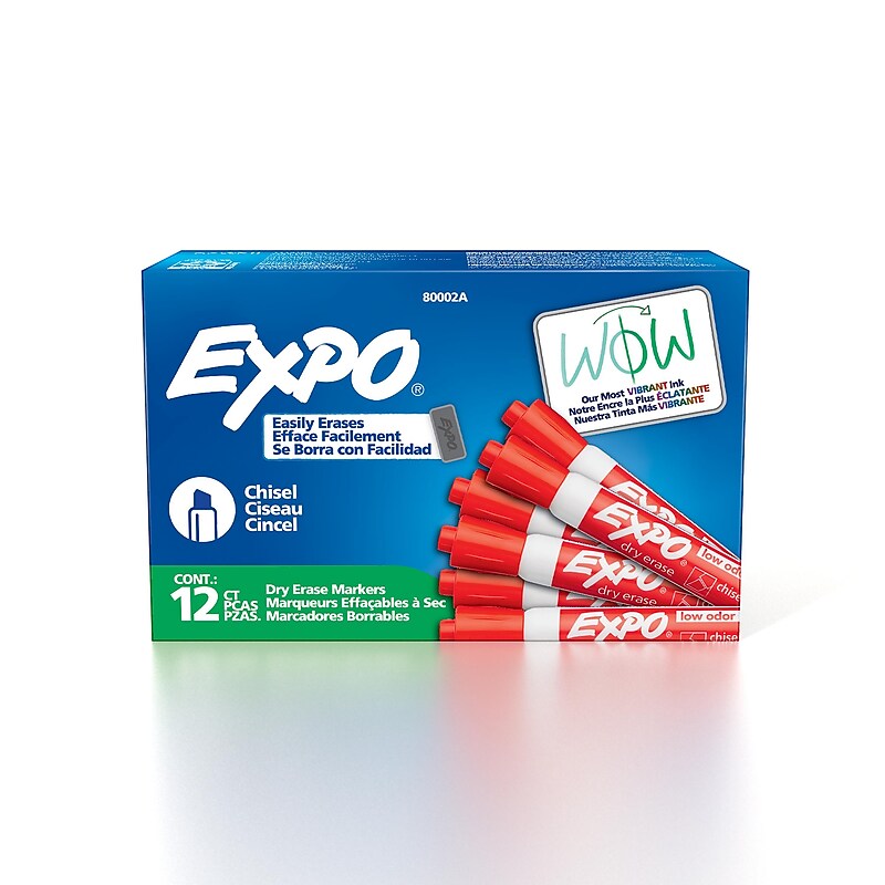 Expo Tank Dry Erase Markers, Chisel Tip, Red, 12/Pack (80002) image 1