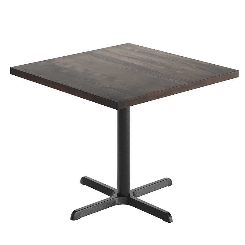 Flash Furniture Bennett Square Shaped Wooden Commercial Indoor Table, 36" x 36", Dark Brown Top/Black Base (GSFSQ36DBT3030) image 1