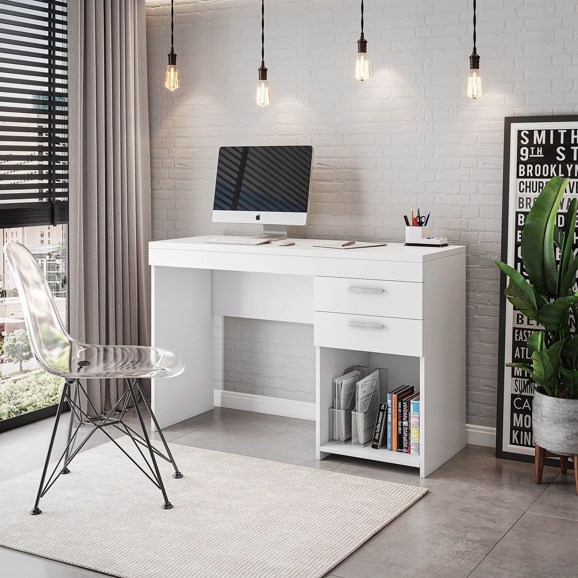 Techni Mobili 48″ Writing Desk, White (RTA-913D-WHT) Sansujyuku sansujyuku.com
