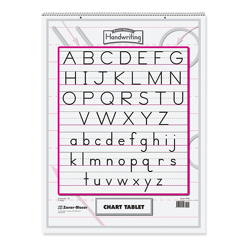 Zaner-Bloser Chart Tablet, Manuscript Cover, 2" Ruled 24" x 32", 30 Sheets (PACZP9701) image 1