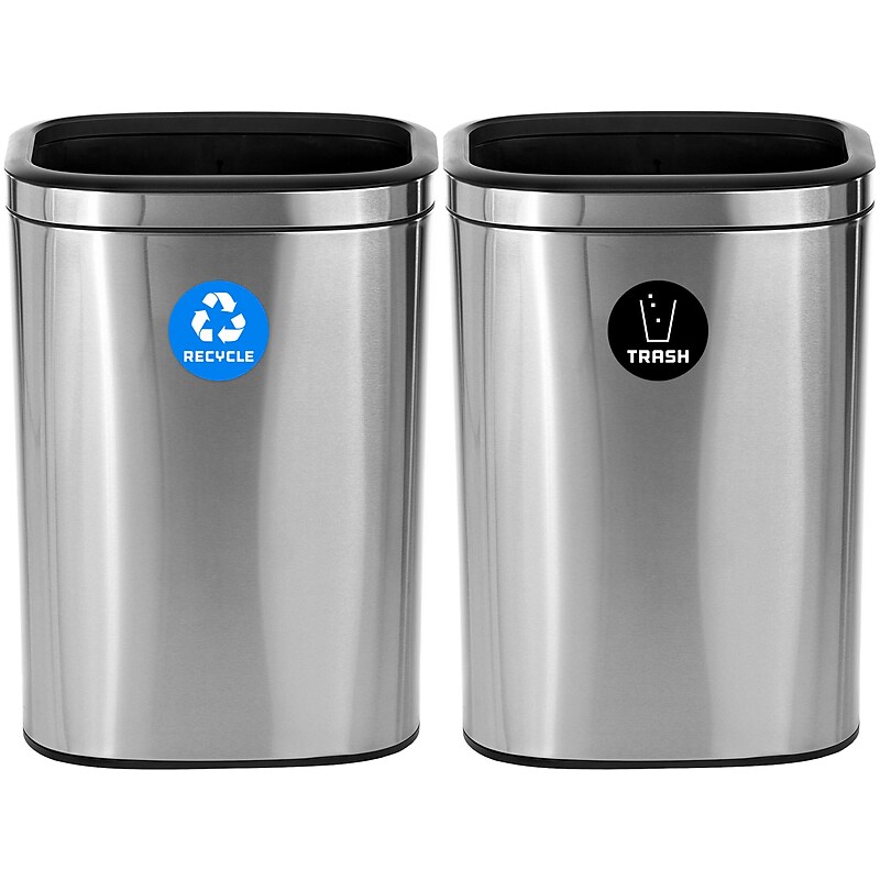 Alpine Industries Commercial Indoor Dual-Stream Recycling Station, 10.5 Gallon, Stainless Steel (ALP470-40L-R-T) image 1