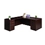 Boss Office Products 66" L-Shaped Desk with 2 File Pedestals, Mahogany (GROUPA21-M)~#|#~A77C7DDB-EA51-4600-B78EDDDD4C7D358F_sc7