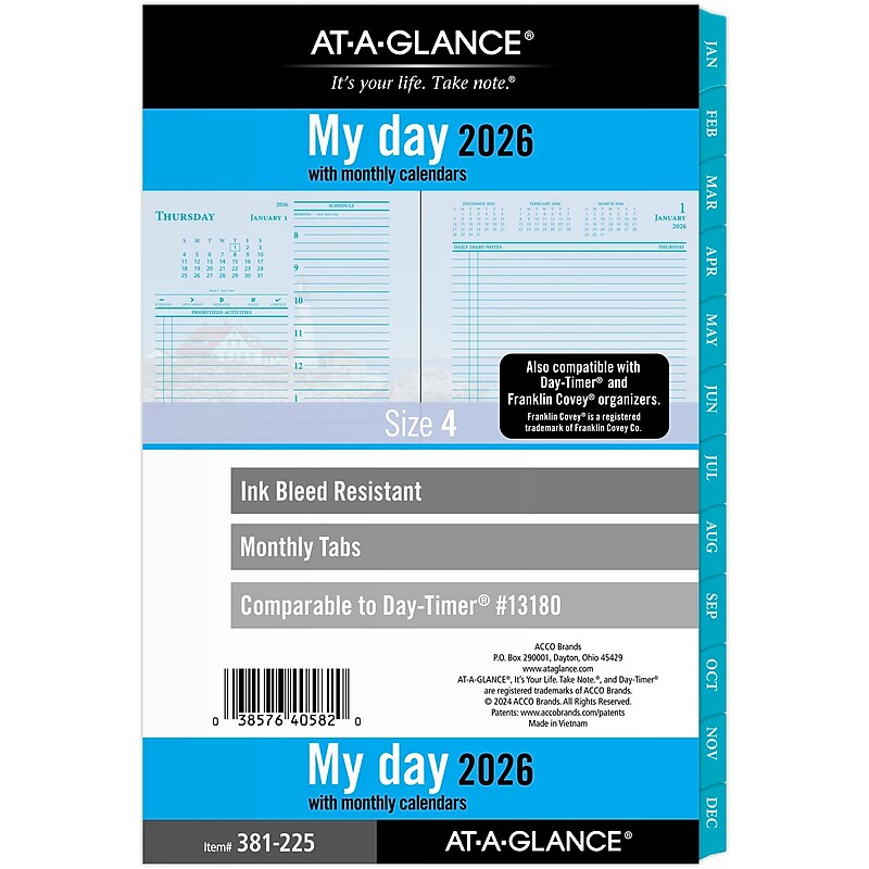 2026 AT-A-GLANCE Seascapes 8.5" x 5.5" Daily & Monthly Refill Pages, Blue/White (381-225-26) image 1