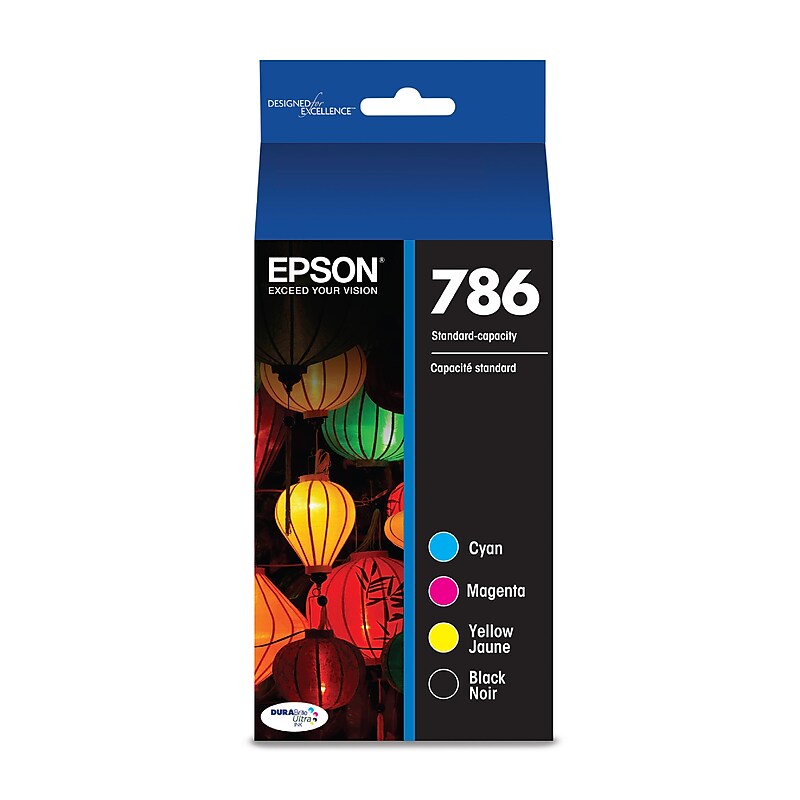 Epson T786 Black/Cyan/Magenta/Yellow Standard Yield Ink Cartridge, 4/Pack (T786120-BCS) image 1