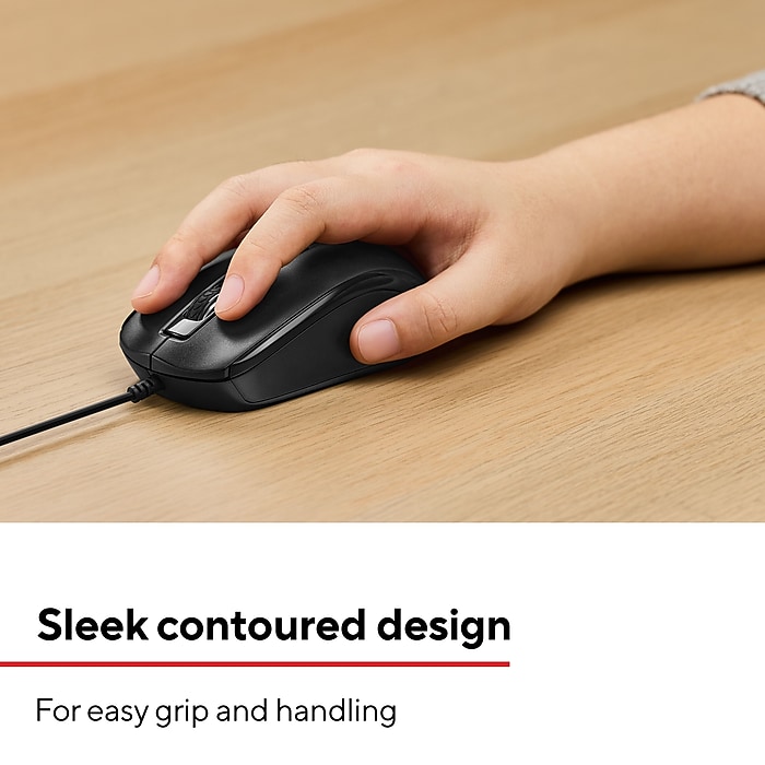 Staples TECH Ambidextrous Optical USB Mouse, Black (ST62598) | Staples