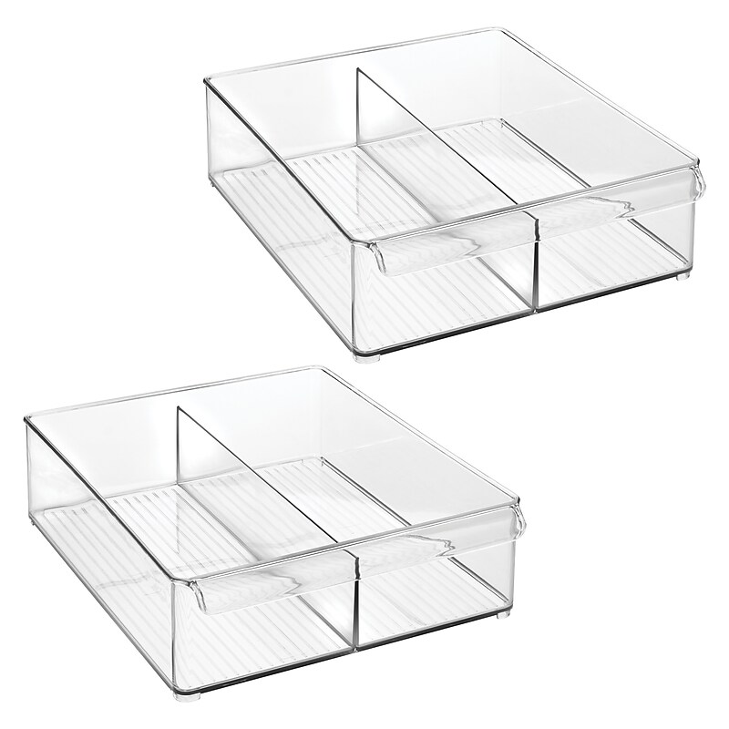 iDESIGN Medium Stackable Plastic Storage Bin With Divider, Clear (29176M2) image 1
