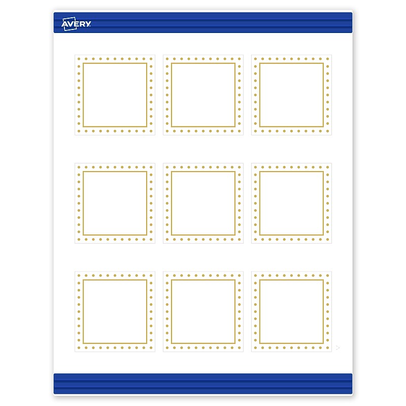 Avery Gold Border with Gold Dots Matte Blank Card, White, 90/Pack (S00-DJ4) image 1