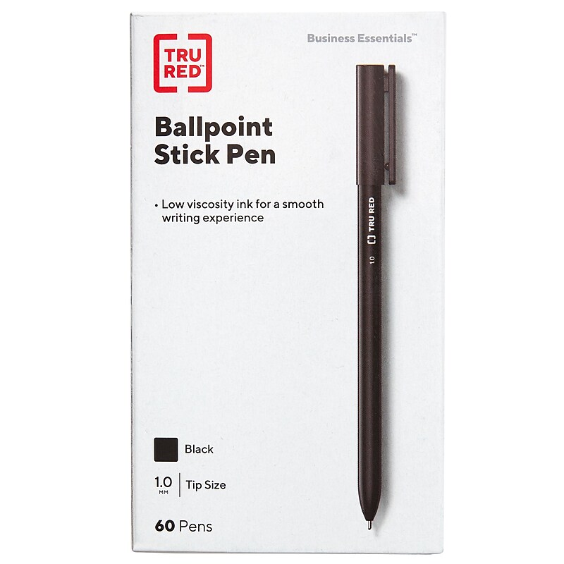 TRU RED™ Ballpoint Pen, Medium Point, 1.0mm, Black, 60/Pack (TR52862) image 1