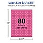Avery Laser/Inkjet Square Multipurpose Labels, 0.75" x 0.75", Bright Pink, 1600/Pack (94102)~#|#~A7A37906-3B2A-41A3-BE000A79AA1D5E2E_sc7