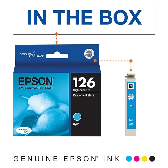 Epson T126 Cyan High Yield Ink Cartridge (T126220) | Staples