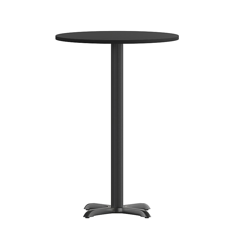 Flash Furniture 36'' Round Laminate Table Top with 30''x 30'' Bar-Height Table Base, Black (XURD36BKT3030B) image 1