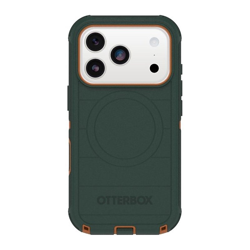 OtterBox Defender Pro MagSafe Compatible Phone Case for Apple iPhone 17 Pro, Shock Absorbing, Green Intrigue (77-98427) image 1