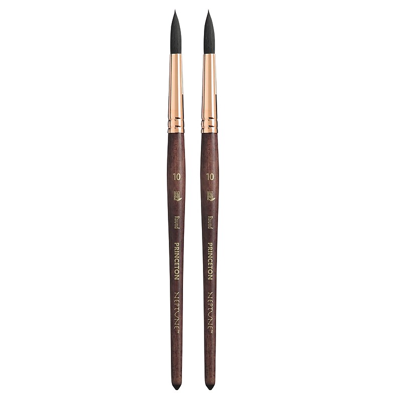 Princeton Neptune Short Handle Watercolor Synthetic Round Brush, 2/Pack (PBXP4750R10-2) image 1