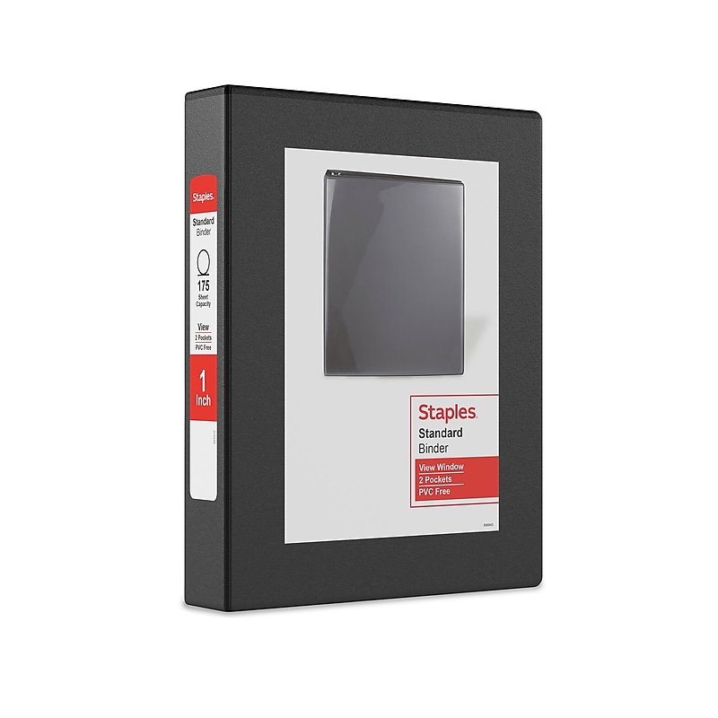Staples Mini 1" 3-Ring View Binder, Black (55397/26454) image 1