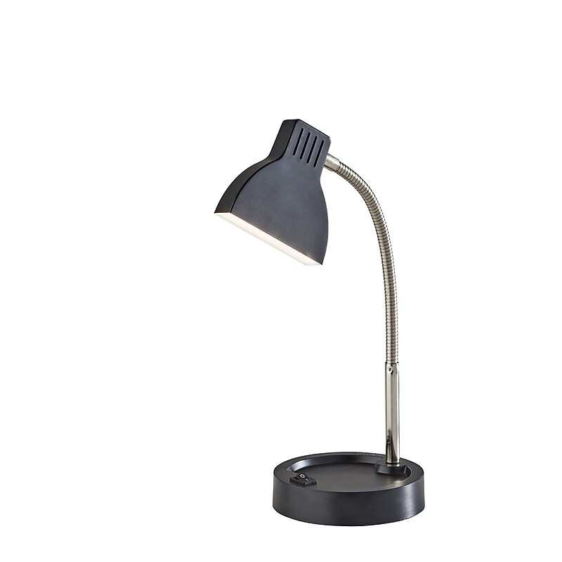 Simplee Adesso Slender LED Desk Lamp, 13.5"H, Black & Brushed Steel (SL3973-01) image 1
