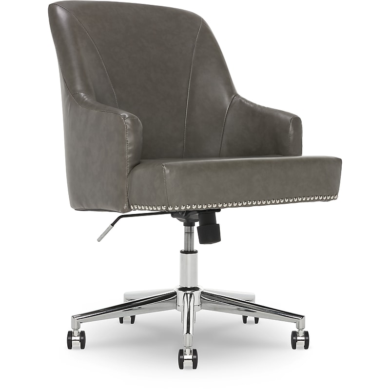 Serta Style Leighton Faux Leather Swivel Home Office Chair, Gray (47925G) image 1