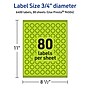 Avery Laser/Inkjet Multipurpose Circle Labels, 0.75" Dia., Bright Green, 6400/Box (94504)~#|#~A7CA28D1-FD78-47DC-81AA3EA10A572960_sc7