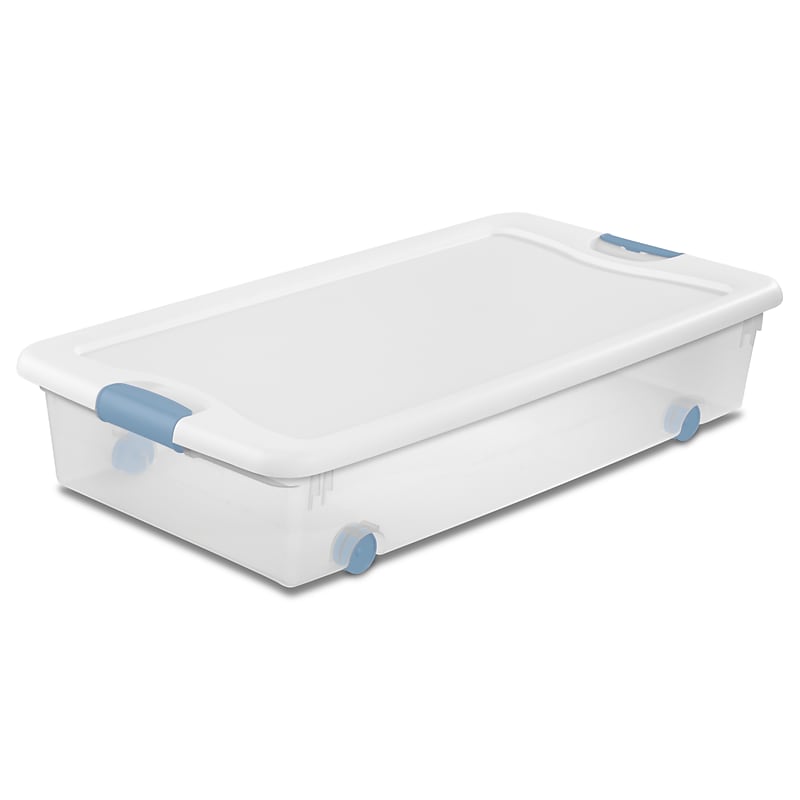 Sterilite 56 Quart Wheeled Latching Storage Bin with Lid, Plastic, White (14988004) image 1