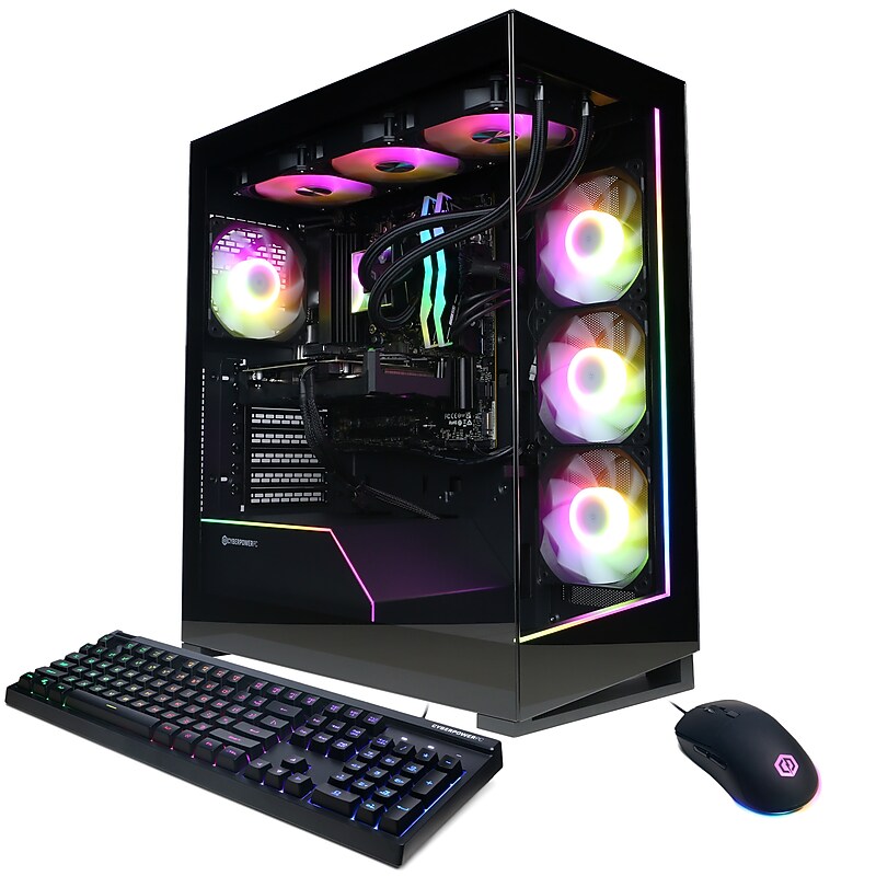 CyberPowerPC Gaming Desktop Computer, AMD Ryzen 9 9900X, Radeon RX 9060 XT 16GB, 32GB RAM, 2TB SSD, Windows 11 Home image 1