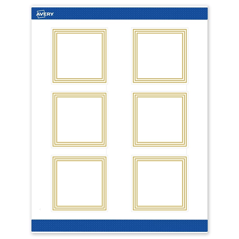 Avery Laser/Inkjet Square Multipurpose Labels, 3" x 3", White, 60/Pack (S00DHJ) image 1