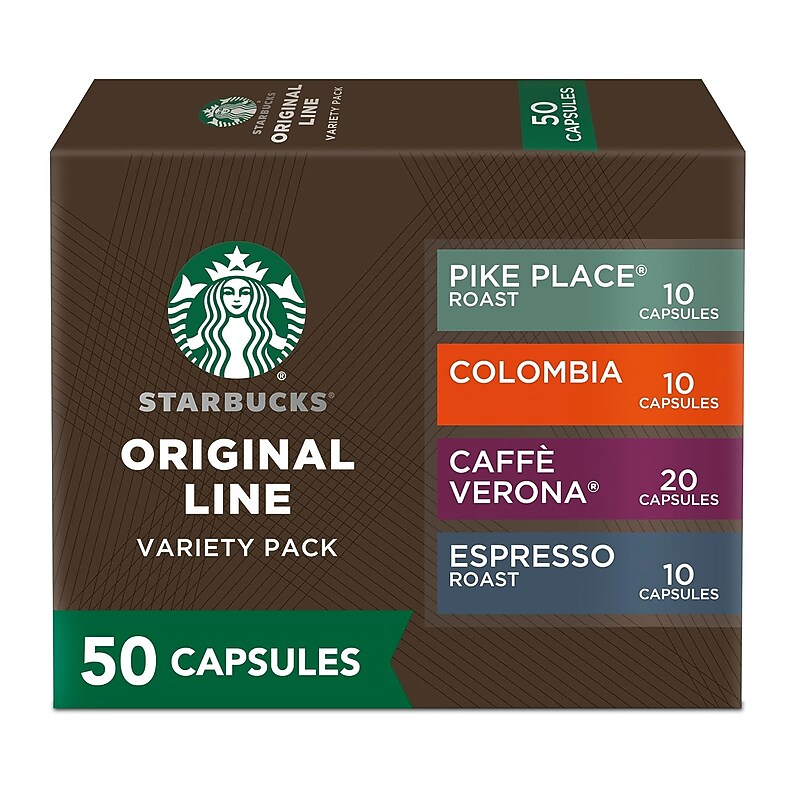 Nespresso Starbucks Original Line Variety Pack Coffee, 50 Capsules/Box (109045) image 1