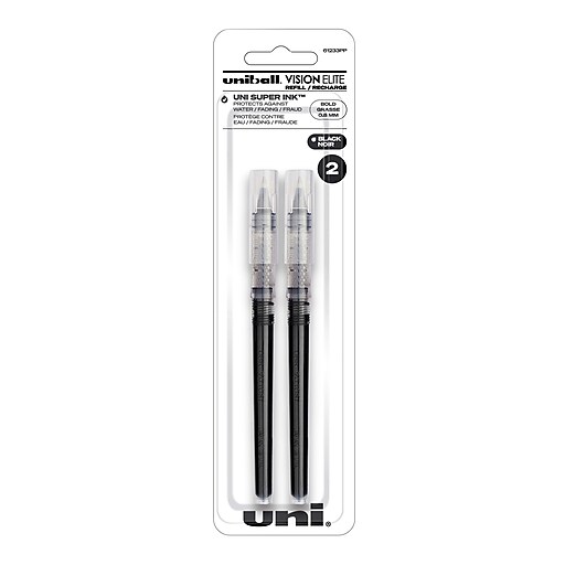 uniball Vision Elite Rollerball Pen Refills, Bold Point, 0.8mm, Black