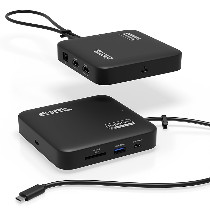 Plugable USB C Dual HDMI Monitor Docking Station, Mac and Windows, 100W PD (USBC-6950PDZ) image 1