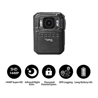 Adesso myGEKOgear Aegis 200 1440P HD Body Cam, Black (AG20032G)