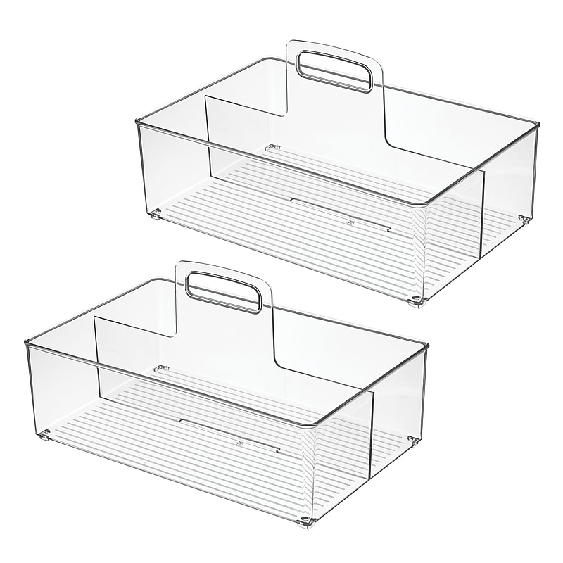 iDESIGN 2-Compartment Plastic Desk Organizer, Clear, 2 Piece (29187M2) image 1