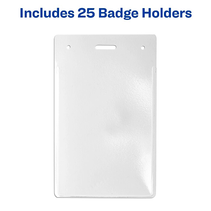 Avery Secure Top Heavy Duty Multiuse Badge Holders, 4" x 3", Clear Portrait  Holders, 25/Pack (74472) | Staples