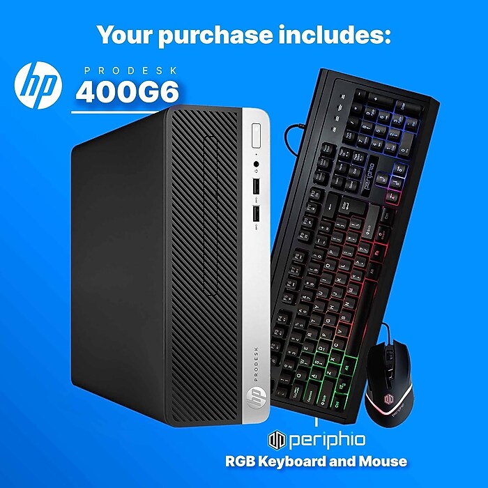 HP ProDesk Refurbished Desktop Computer, Intel Core i5-9500, 16GB
