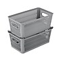 Simplify Slide to Stack Storage Tote, Plastic, Gray, 2/Pack (25934-GREY-ST)~#|#~A809F240-3F20-4D01-8D1424E24128AFCB_sc7
