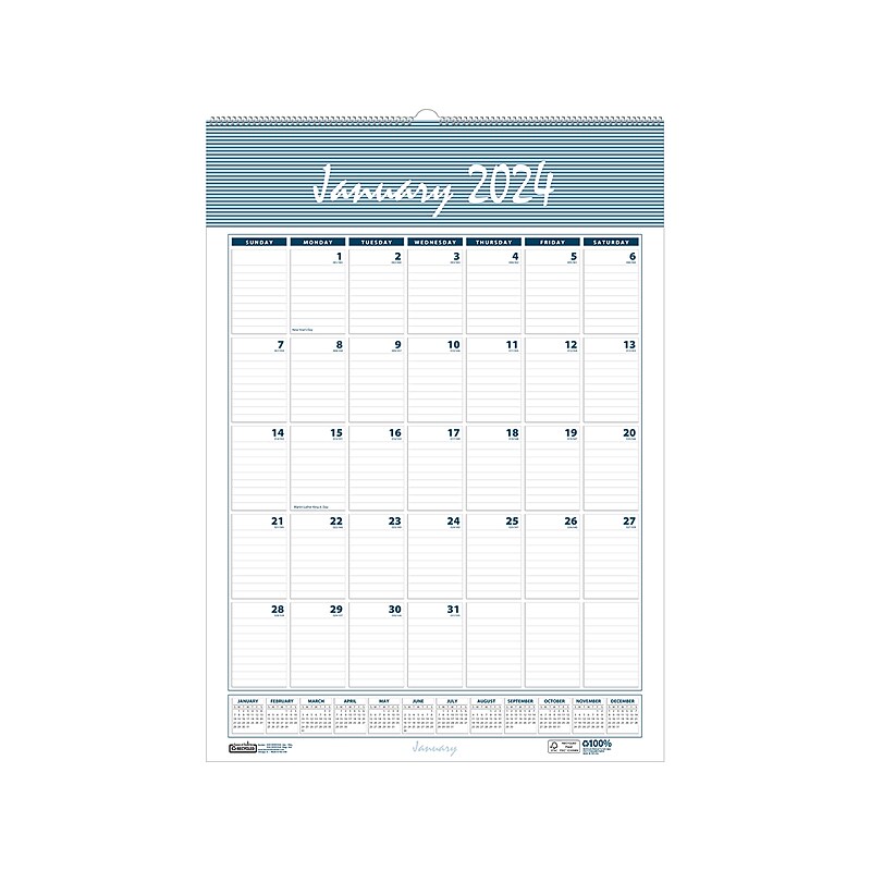2024 House of Doolittle Bar Harbor 31.25" x 22" Monthly Wall Calendar, Wedgwood Blue/Gray (334-24) image 1