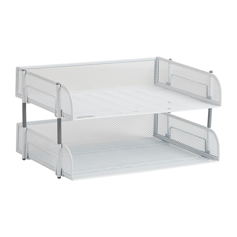 Mind Reader Metal Side Loading Stackable Letter Tray, White (ESTACK2-WHT) image 1